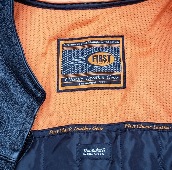 First Classics Leather Motorcycle Jacket w/ Insulated Zip Out Liner Mens Medium - Picture 12 of 13